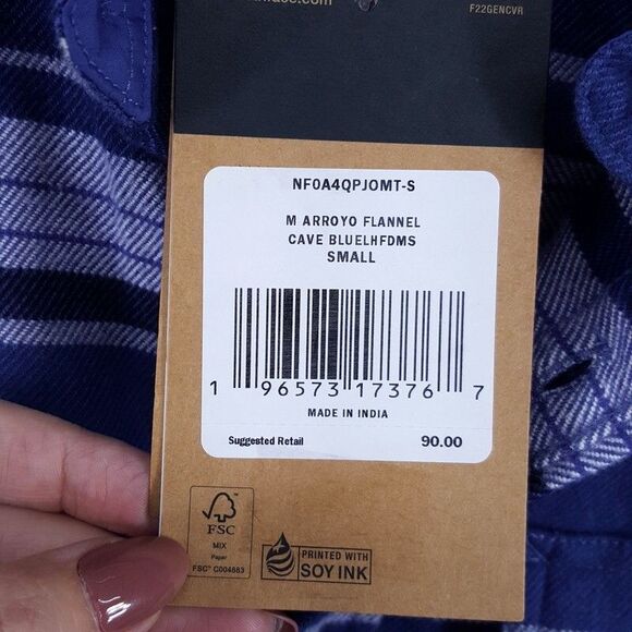 THE NORTH FACE Shirt Mens Small Blue Stripe Button Up Flannel ARROYO $90 - Picture 3 of 8